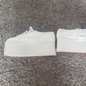 Superga Platform Sneakers, Size 8.5, White